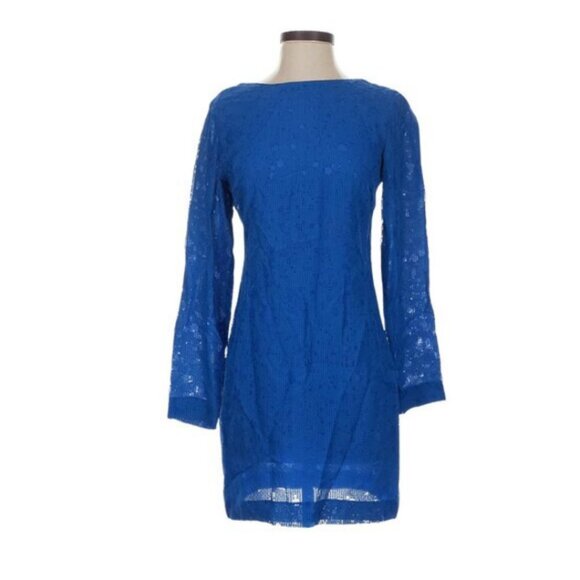 Cushnie et Ochs Blue Silk-blend Dress with Back Cowl Detail. Size 4 - Picture 2 of 6